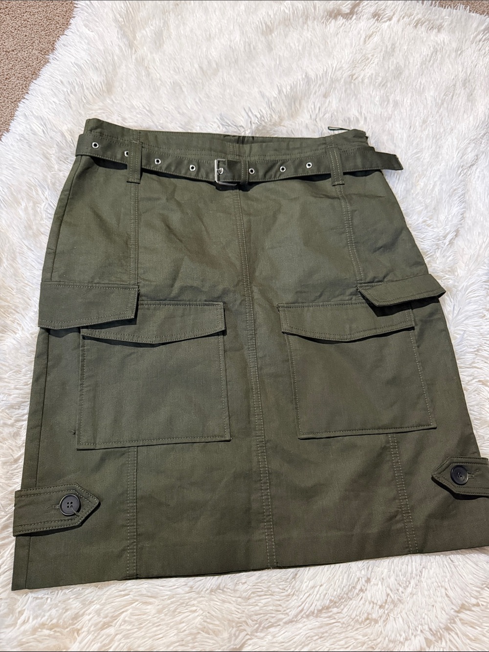 Zara Olive Green Cargo Mini Skirt with Belt